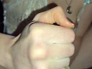 Milf handles cock with care and cleans up