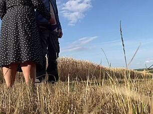 Why does mature bbw in sexy dress secretly make guy cum outdoors?