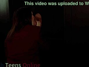 Hey, what if this student with big tits in lingerie sucks cock through gloryhole for first time cum facial?