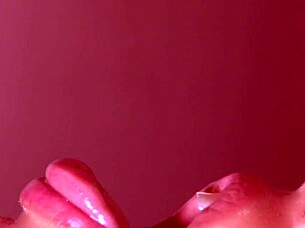 Hot woman gives me a blowjob with close up cum in mouth action.