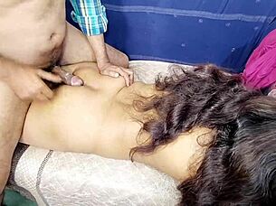 A desi servant submits to her Arab mistress in a rough anal pounding session on the bed. The chubby couple goes bareback with dirty talk and moans.