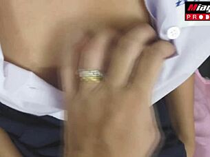 Oh yeah, fuck my big ass Thai student pussy and cum on my skirt!