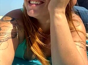 In a bold move, she let the guy grab her ass during the public exhibitionist flash.