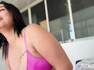 celeste morant the busty colombian swallows cum in a steamy amateur threesome