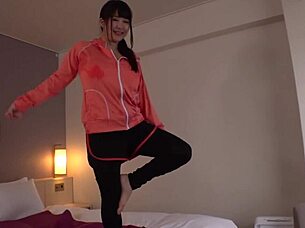 Japanese model with huge saggy tits changes clothes in a hidden camera capture.