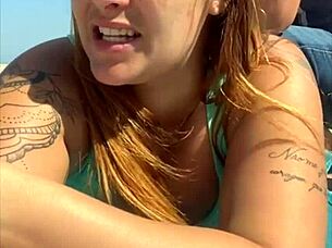 In a bold move, she let the guy grab her ass during the public exhibitionist flash.