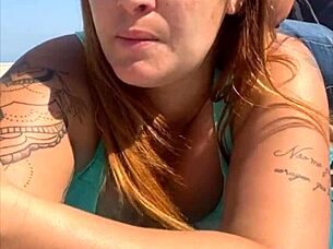 In a bold move, she let the guy grab her ass during the public exhibitionist flash.