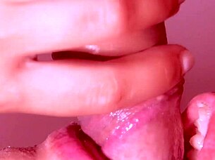 Hot woman gives me a blowjob with close up cum in mouth action.