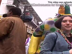 Hey, check out all the wild tits and freaks flashing at the Mardi Gras party on Fat Tuesday