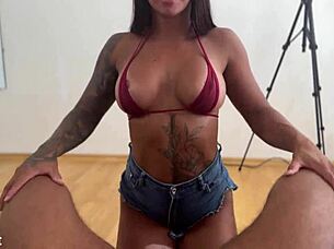 Hey, check out how her shorts got torn from that intense anal but asshole stayed intact with muscular Latina