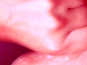 Hot woman gives me a blowjob with close up cum in mouth action.