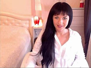 Watch small tit brunette Helga Muah aka Jessy in sexy strip and tease lingerie!