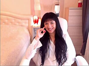 Watch small tit brunette Helga Muah aka Jessy in sexy strip and tease lingerie!