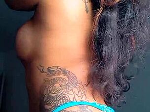 damn, this tattooed ebony prostitute shows off her ass for wild anal action 😏