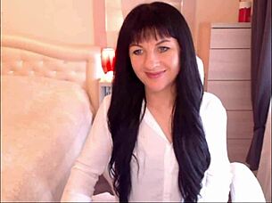 Watch small tit brunette Helga Muah aka Jessy in sexy strip and tease lingerie!