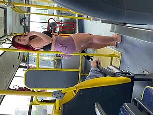 Boldly taking Brazilian prostitute outdoors for public blowjob and big tits action in USA