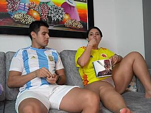 Thick ass sex with my friends hot Colombian babe in homemade couple roleplay at college party.