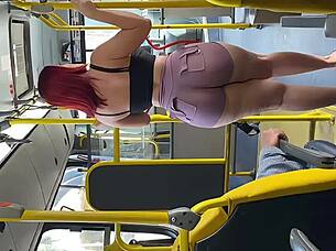 Boldly taking Brazilian prostitute outdoors for public blowjob and big tits action in USA