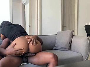 Big ass brunette rides that massive BBC until explosive cum! Amateur couple Nysdel delivers raw action!