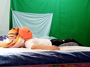 My friend is out shopping, come over for a fun sleepover with masks and let's have innocent playtime - real homemade video