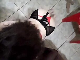 The nerdy transsexual with glasses explores solo crossdressing in a captivating tale.