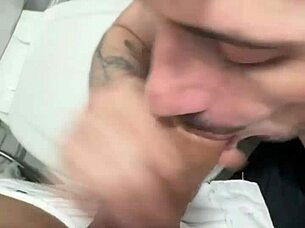 subtle beautiful amateur pornstar gives blowjob in bathroom