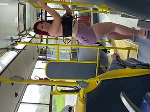 Boldly taking Brazilian prostitute outdoors for public blowjob and big tits action in USA