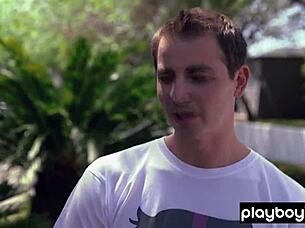 Oh wow, dive behind the virtual reality scenes with blonde babe Kate Quigley outdoors