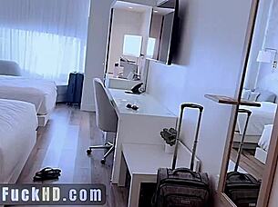 Oh man, sharing a room with this horny woman turned wild when I caught her with a dildo 😈 her desire exploded, she craved my cock, I couldn't resist the kinky seduction, fucked her raw, filled her pussy with cum 🔥