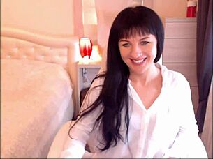 Watch small tit brunette Helga Muah aka Jessy in sexy strip and tease lingerie!