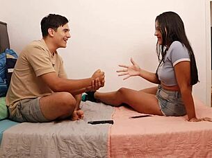 desperate girl gets tricked into intimate encounter during playful game