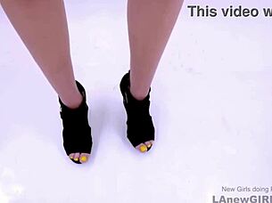 Dazzling brunette model gets fucked hard during intense casting couch audition with cum swallow