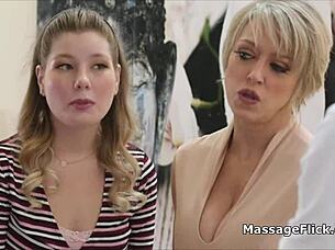 Whoa horny milf and young woman devour that masseurs cock in wild threesome!