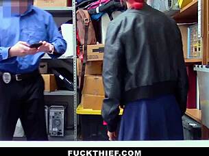 asian teen suspect gets caught stealing and calls her friend for help in the garage