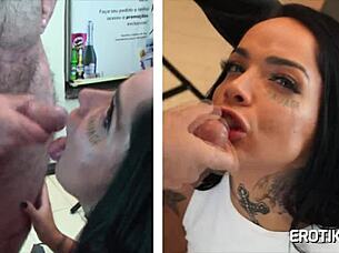 Hey, what's your pick - cumshot on the face or in the mouth of this super hot ana dark for the new video?