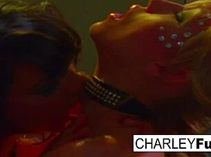 Blonde Madison Scott Licks Pussy While Charley Enjoys Intense Lesbian Fucking With Big Tits Bouncing