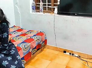 indian college girl gets rough doggystyle fucking from friend in dorm with dirty talk and tight pussy close up