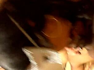 an amateur with big boobs and a mask delivers a steamy blowjob leading to a messy cumshot