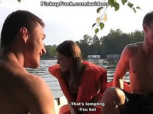 three men boat outdoor pickup girl creampie sex for cash