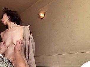 Miyuki writhes from massive cock in milf wife sex