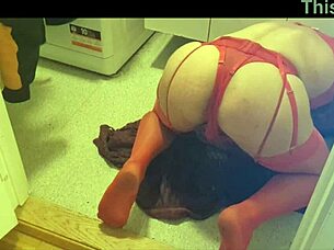 Slave Peeing in Red Lingerie and Heels Compilation with Tattoo Teacher