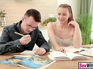 Watch This Naughty Russian Teen Seduce Her Nerdy Friend And Fuck Him Hard!