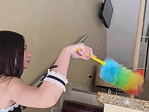 the cleaning girl agrees to try lubricant with me today