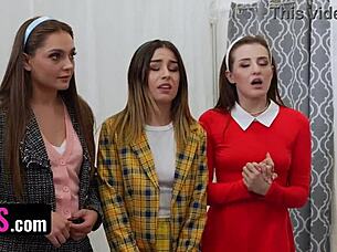 oh man, black friday part 1 goes wild with bffs aften opal, aubree valentine, and chanel camryn spanking and licking in the shop