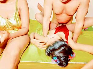 Uttaran20 shares a wild teen 18+ brunette threesome party full of steamy group action.