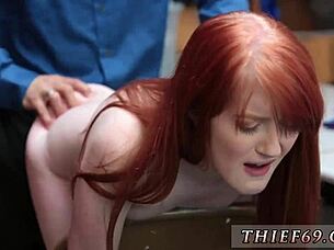 Is this petite redhead college girl in trouble with old fake police?