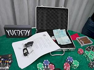 ever wondered how a cuckold husband loses at cards, forcing his beautiful curvy wife bruna santos to pay with intense dap dp interracial action?