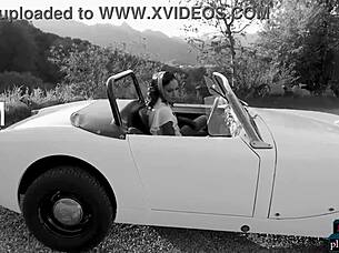 Petite mixed race asian model Alexandra poses in solo softcore lingerie striptease session