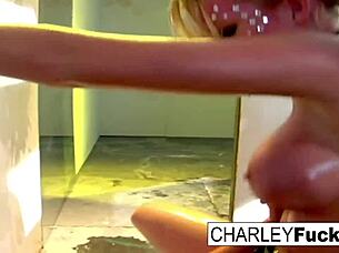 Blonde Madison Scott Licks Pussy While Charley Enjoys Intense Lesbian Fucking With Big Tits Bouncing