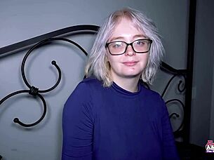 Silver Blonde Coed Annie Archer Sucks Cock Eagerly! She Gets Her Wet Shaved Pussy Fucked Hard With Facial Cumshot.